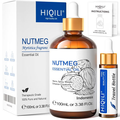 Picture of HIQILI Nutmeg Essential Oil, Pure Natural Nutmeg Oil for Diffuser, Hair Care, Skin Care,100ml, 3.38 Fl Oz.