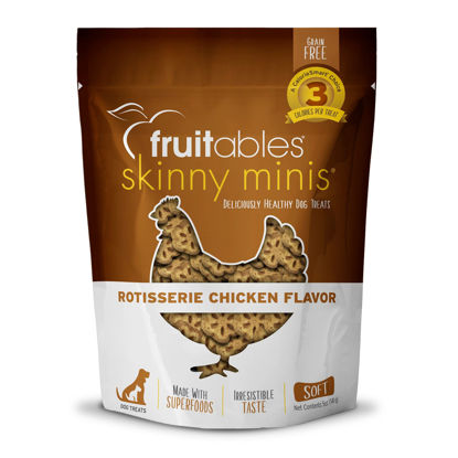 Picture of Fruitables Skinny Mini Dog Treats - Healthy Treats for Dogs - Low Calorie Training Treats - Free of Wheat, Corn and Soy - Rotisserie Chicken - 5 Ounces