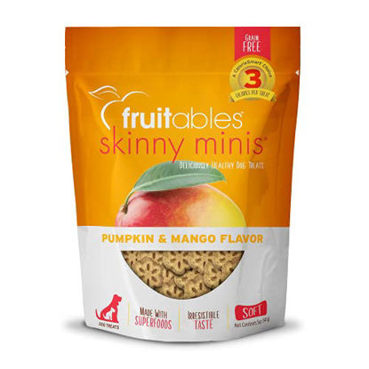 Picture of Fruitables Skinny Mini Dog Treats - Healthy Treats for Dogs - Low Calorie Training Treats - Free of Wheat, Corn and Soy - Pumpkin and Mango - 5 Ounces