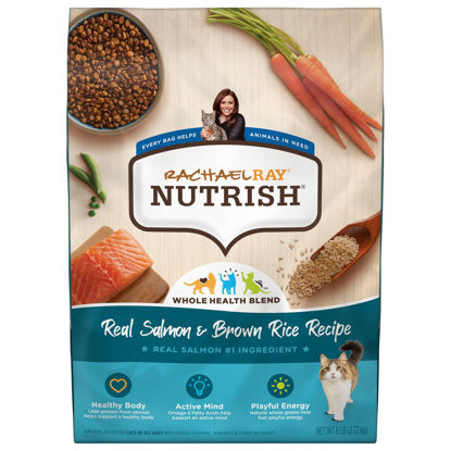 Picture of Rachael Ray Nutrish Premium Natural Dry Cat Food, Real Salmon & Brown Rice Recipe, 6 Pounds (Packaging May Vary)