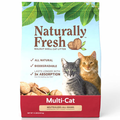 Picture of Naturally Fresh Cat Litter - Walnut-Based Quick-Clumping Kitty Litter, Unscented, Multi-Cat, 14 lb