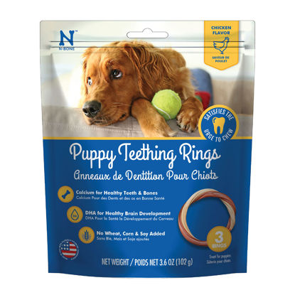Picture of N-Bone 3-Rings Puppy Teething Ring, Chicken Flavor