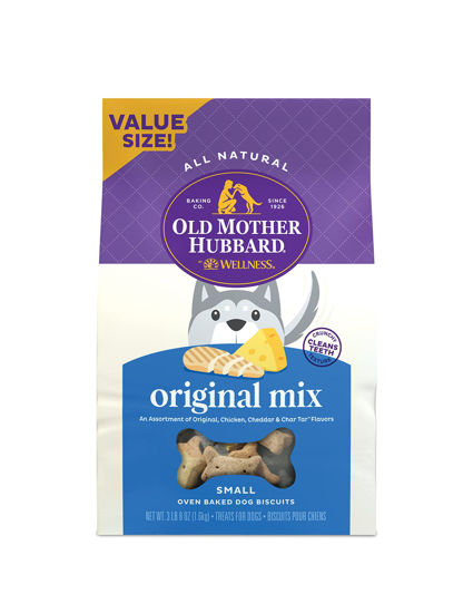 Picture of Old Mother Hubbard by Wellness Classic Original Mix Natural Dog Treats, Crunchy Oven-Baked Biscuits, Ideal for Training, Small Size, 3.5 pound bag