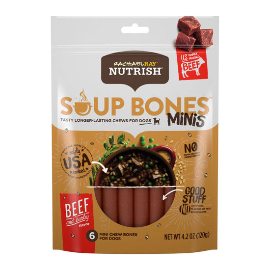 Picture of Rachael Ray Nutrish Soup Bones Minis Dog Treats, Beef & Barley Flavor, 6 Mini Bones (Pack of 8)