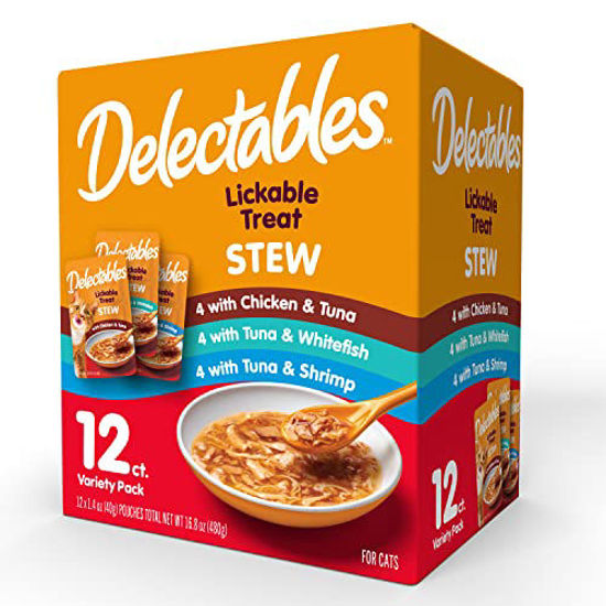 Picture of Hartz Delectables Stew Lickable Wet Cat Treats for Adult & Senior Cats, Variety Pack, 12 Count