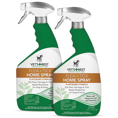 Picture of Vet's Best Flea and Tick Home Spray | Flea Treatment for Dogs and Home | Plant-Based Formula | 32 Ounces, 2 Pack