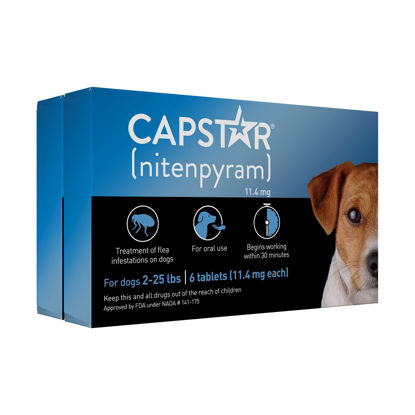 Picture of CAPSTAR (nitenpyram) Oral Flea Treatment for Dogs, Fast Acting Tablets Start Killing Fleas in 30 Minutes, Small Dogs (2-25 lbs), 12 Doses