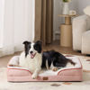 Picture of Bedsure Large Orthopedic Dog Bed, Bolster Dog Beds for Large Dogs - Foam Sofa with Removable Washable Cover, Waterproof Lining and Nonskid Bottom Couch, Pink