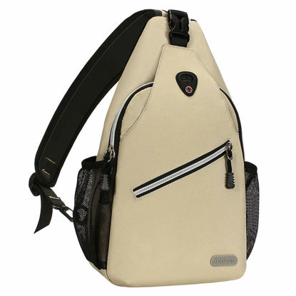 Picture of MOSISO Sling Backpack, Multipurpose Crossbody Shoulder Bag Travel Hiking Daypack, Beige, Medium