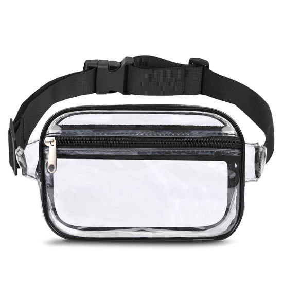 Picture of VOROLO Clear Waist Pack for Running Fanny Pack for Women and Men Crossbody Belt Bag Bum Bag with Adjustable Strap for Sports Clear Black