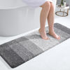 Picture of OLANLY Luxury Bathroom Rug Mat, Extra Soft and Absorbent Microfiber Bath Rugs, Non-Slip Plush Shaggy Bath Carpet Runner, Machine Wash Dry, Bath Mats for Bathroom Floor, Tub and Shower, 47x17, Grey