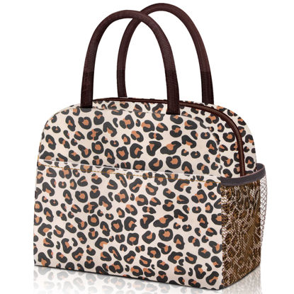 Picture of Lunch Bag Lunch Box for Women Men Reusable Insulated Lunch Tote Bag,Leakproof Thermal Cooler Sack Food Handbags Case High Capacity forTravel Work School Picnic-Leopard print