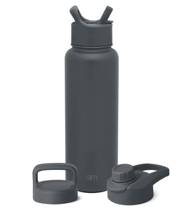 Trebo Water Bottle Insulated with Handle 64oz, Indigo/Black No Straw Cleaner