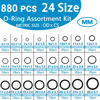 Picture of TWCC 24 Size Rubber O Ring Set, 880 PCS Black Small O Rings Assortment Kits,Assorted Metric Sealing Washer for Automobiles Plumbing Faucet Water Air or Gas Repair