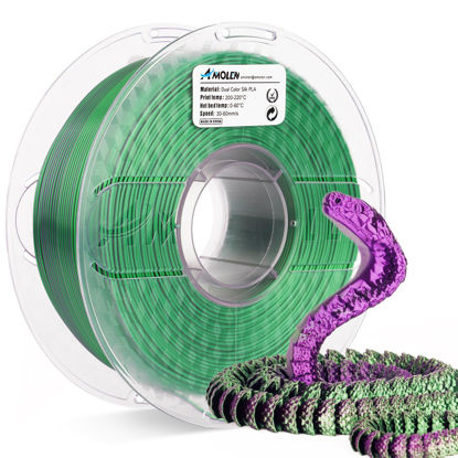 Picture of AMOLEN 3D Printer Filament, PLA Filament 1.75mm, Shiny Purple Green PLA 3D Printing Filament, 1kg