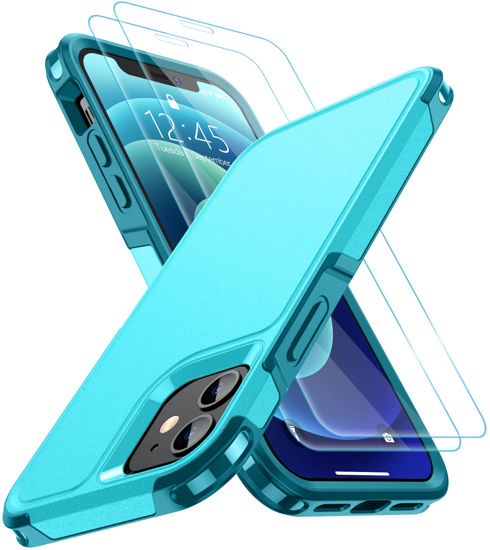 Picture of SPIDERCASE Designed for iPhone 12 Case/iPhone 12 Pro Case, [10 FT Military Grade Drop Protection] [with 2 pcs Tempered Glass Screen Protector] Protective Cover for iPhone 12/12 Pro (Light Blue)