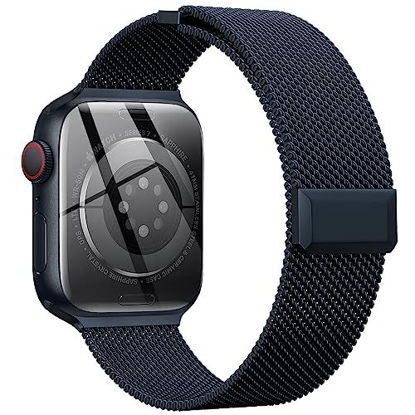 Picture of EPULY Compatible with Apple Watch Band 42mm 44mm 45mm 38mm 40mm 41mm,Stainless Steel Mesh Loop Magnetic Clasp Bands for iWatch Series 8 SE 7 6 5 4 3 2 1 Women Men-41mm/40mm/38mm Midnight