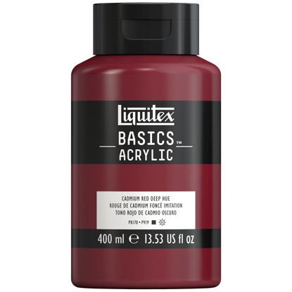 Picture of Liquitex BASICS Acrylic Paint, 400ml (13.5-oz) Bottle, Cadmium Red Deep Hue