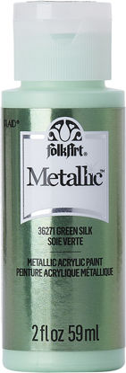 Picture of FolkArt Metallic Acrylic Craft Paint, Green Silk 2 fl oz Premium Metallic Finish Paint, Perfect For Easy To Apply DIY Arts And Crafts, 36271