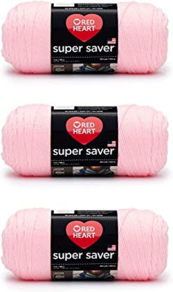 Picture of Red Heart Super Saver Baby Pink Yarn - 3 Pack of 198g/7oz - Acrylic - 4 Medium (Worsted) - 364 Yards - Knitting/Crochet