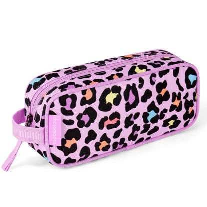 Picture of Choco Mocha Cheetah Pencil Pouch for Kids Toddler Girls, Soft Zipper Small Pencil Case for Little Girls, Kids Leopard Pencil Bag for Girls, Pink