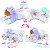 Picture of PixieCrush Dog Stuffed Animal - Mama Puppy and 4 Babies Dressed in Removable Rainbow Unicorn Hoodie - Soft and Snuggly Stuffed Puppy Ideal for Hugging and Cuddling