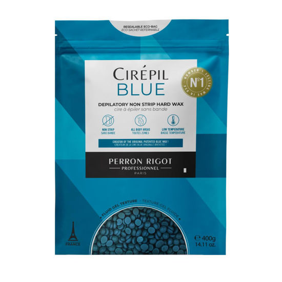 Picture of Cirepil - Blue - 400g / 14.11 oz Wax Beads Bag - All-Purpose & Unscented - Perfect for Sensitive Skin - Disposable Blue Wax Refill Bag - Fluid Gel Texture, Easy Removal, Peel-Off Wax - No Strips Needed