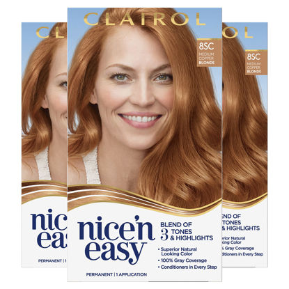 Picture of Clairol Nice'n Easy Permanent Hair Dye, 8SC Medium Copper Blonde Hair Color, Pack of 3