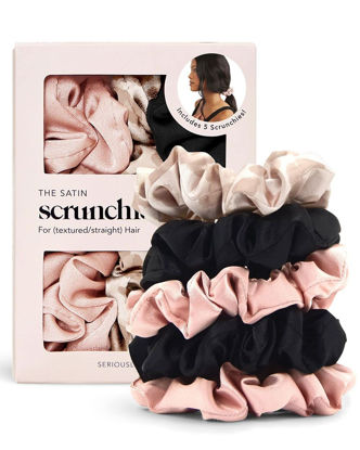 Picture of Kitsch Satin Hair Scrunchies for Women - Softer Than Silk Scrunchies for Hair | Satin Scrunchies for Girls & Stylish Satin Hair Ties for Women | Cute Satin Hair Scrunchie for Styling, 5 pack (Assorted)