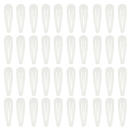 Picture of 40 Counts White Color Metal Snap Hair Clips 2 Inch Barrettes for Women Accessories