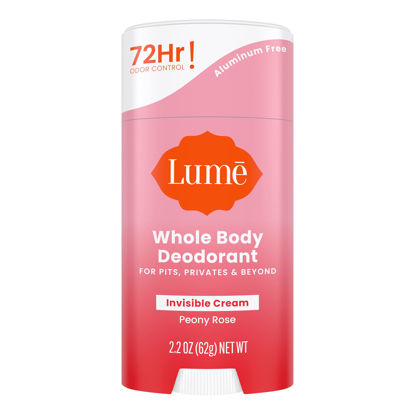 Picture of Lume Whole Body Deodorant - Invisible Cream Stick - 72 Hour Odor Control - Aluminum Free, Baking Soda Free, Skin Safe - 2.2 ounce (Peony Rose)