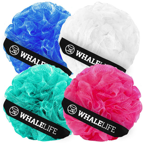 Picture of Loofah Sponge Bath Sponge for Women Men 4 Pack (Blue Red Green White)