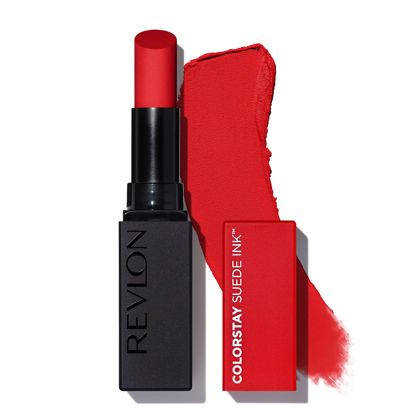 Picture of REVLON Lipstick, ColorStay Suede Ink, Built-in Primer, Infused with Vitamin E, Waterproof, Smudgeproof, Matte Color, 015 Lip Boom (Pack of 1)