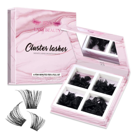 Picture of Lash Clusters 180 Pcs Cluster Lashes DIY Individual Lashes Fluffy Cluster Eyelash Extension Eyelash and Mirror 2 in 1 Easy to Apply at home Lashes (Tender,D-10-16mix)