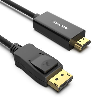 Picture of AVACON DisplayPort to HDMI 6 Feet Gold-Plated Cable, Display Port to HDMI Adapter Male to Male Black