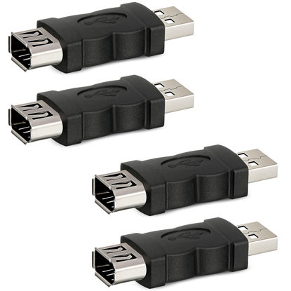 Picture of 4 Pieces Firewire IEEE 1394 6 Pin USB Adapter Female F to USB M Male Cable Converter Firewire 6 Pin to Male USB 2.0 Adapter for Printer, Digital Camera, Scanner, Hard Disk