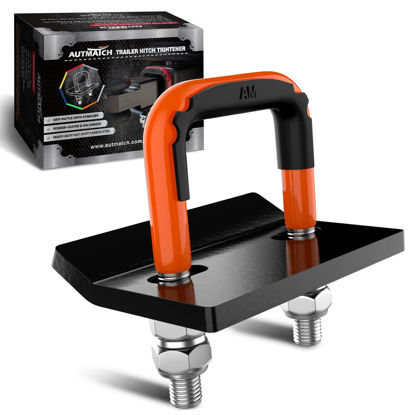 Picture of AUTMATCH Hitch Tightener Anti Rattle Stabilizer - Heavy Duty Hitch Clamp for 1.25 and 2 inch Hitches, Rubber Isolator and Anti-Rust Double Coating Protective, Orange & Black