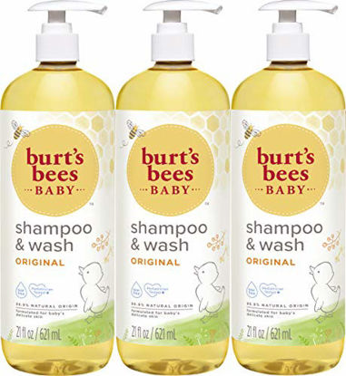 Picture of Burt's Bees Baby Shampoo & Wash, Tear Free Non Irritating Soap, Gentle Plant Based Formula, Pediatrician Tested, Original - 21 oz (Pack of 3)