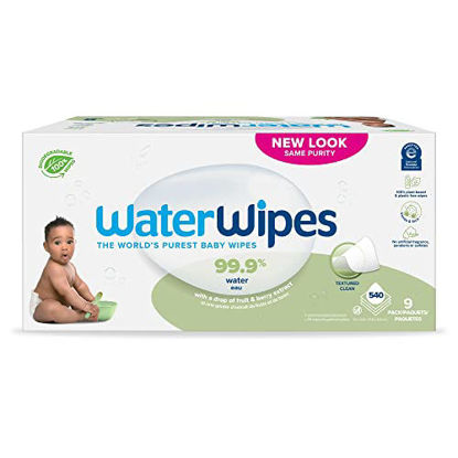 WaterWipes Textured, Sensitive, Unscented Baby and Toddler Soapberry Wipes, 9 Packs (540 Wipes) 540 Wipes (9 Pack)