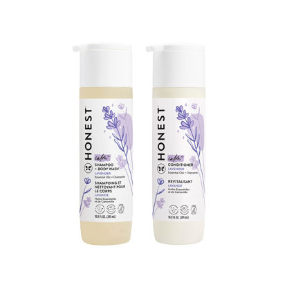 Picture of The Honest Company Silicone-Free Conditioner & 2-in-1 Cleansing Shampoo + Body Wash Duo | Gentle for Baby | Naturally Derived | Lavender Calm, 20 fl oz
