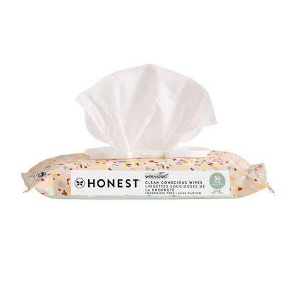 Picture of The Honest Company Clean Conscious Wipes | 99% Water, Compostable, Plant-Based, Baby Wipes | Hypoallergenic, EWG Verified | Terrazzo, 36 Count