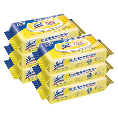 Picture of Lysol Disinfectant Handi-Pack Wipes, Multi-Surface Antibacterial Cleaning Wipes, for Disinfecting and Cleaning, Lemon and Lime Blossom, 480 Count (Pack of 6)