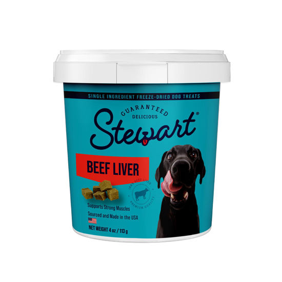 Picture of Stewart Freeze Dried Dog Treats, Beef Liver, Grain Free & Gluten Free, 4 Ounce Resealable Tub, Single Ingredient, Dog Training Treats