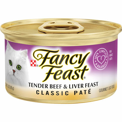 Picture of Purina Fancy Feast Grain Free Pate Wet Cat Food, Classic Pate Tender Beef & Liver Feast - (24) 3 oz. Cans