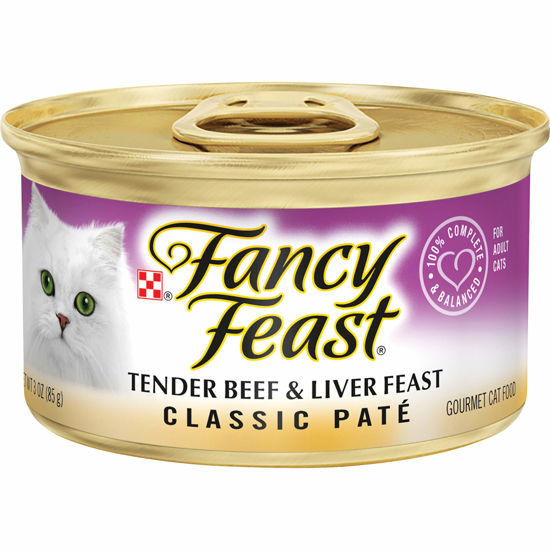 Picture of Purina Fancy Feast Grain Free Pate Wet Cat Food, Classic Pate Tender Beef & Liver Feast - (24) 3 oz. Cans