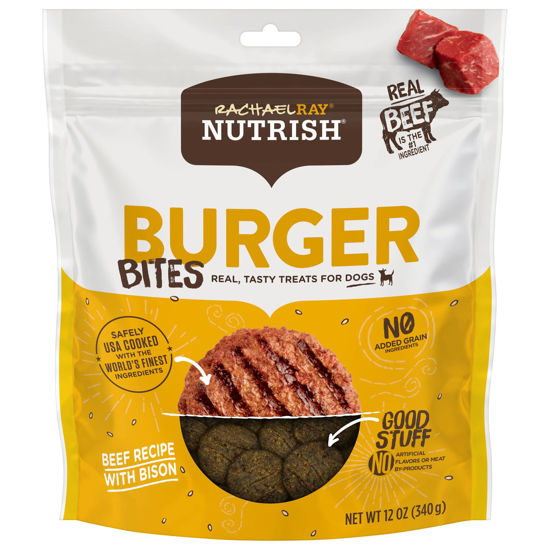 Picture of Rachael Ray Nutrish Burger Bites Real Meat Dog Treats, Beef Burger with Bison Recipe, 12 Ounces, Grain Free