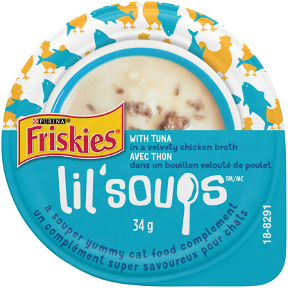 Picture of Purina Friskies Natural, Grain Free Wet Cat Food Complement, Lil' Soups With Tuna in Chicken Broth - (8) 1.2 oz. Cups