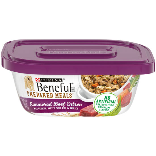 Picture of Purina Beneful High Protein, Wet Dog Food With Gravy, Prepared Meals Simmered Beef Entree - (8) 10 oz. Tubs