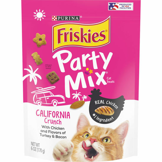 Picture of Purina Friskies Made in USA Facilities Cat Treats, Party Mix California Crunch With Chicken - (6) 6 oz. Pouches