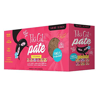 Picture of Tiki Cat Grill Pâté Variety Pack, Combinations of Real Flaked Fish, Wet High-Protein & High-Moisture Cat Food, 2.8 oz. Cans (Case of 12)